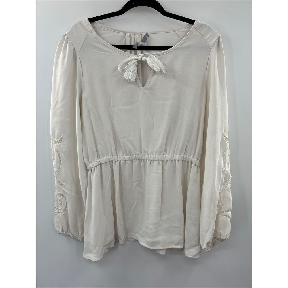 3For$20 Octavia Cream Peasant Blouse with Tassel Tie size L